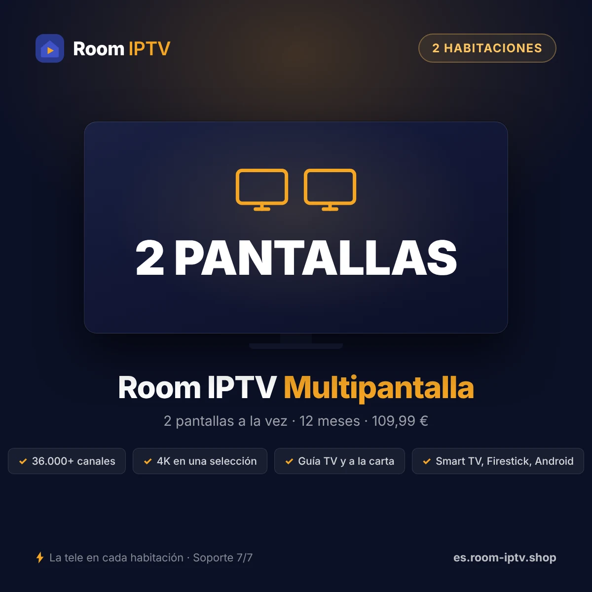 Room IPTV multipantalla 12 meses – 2 pantallas – imagen Room IPTV