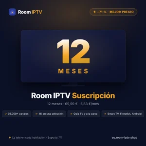 Room IPTV 12 meses – suscripción IPTV 1 pantalla – imagen Room IPTV
